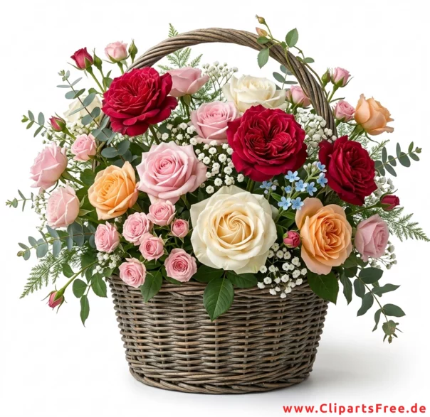 Schöne Rosen in einem Korb Bild-Clipart