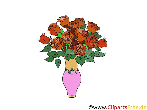 Rote Rosen in Vase Clipart, Bild, Grafik kostenlos