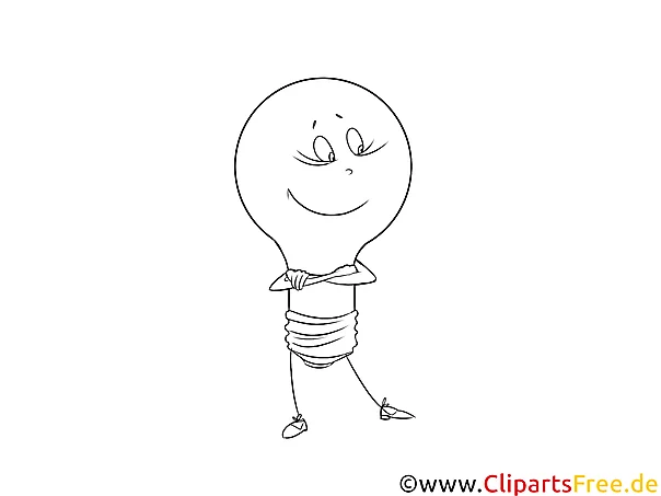Cartoon Glühbirne schwarz-weiß