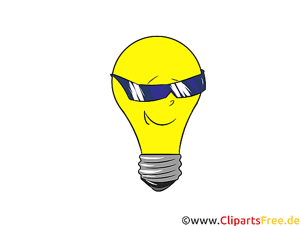 Clipart Glühbirne mit cooler Sonnenbrille Clipart Glühbirne mit cooler Sonnenbrille