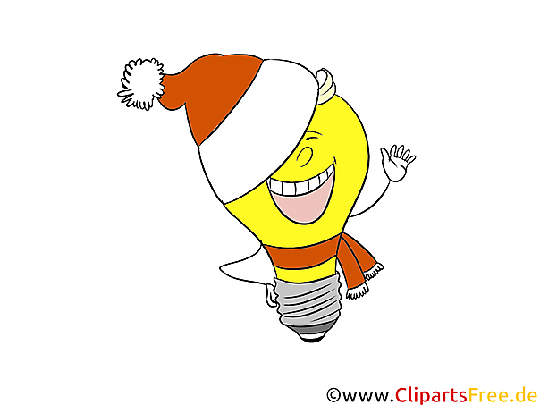 Clipart witzige Glühbirne zu Weihnachten, Neujahr, Silvester Clipart witzige Glühbirne zu Weihnachten, Neujahr, Silvester