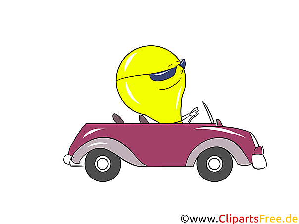 Comic Glühbrine fährt im Auto Bild, Clipart Comic Glühbrine fährt im Auto Bild, Clipart