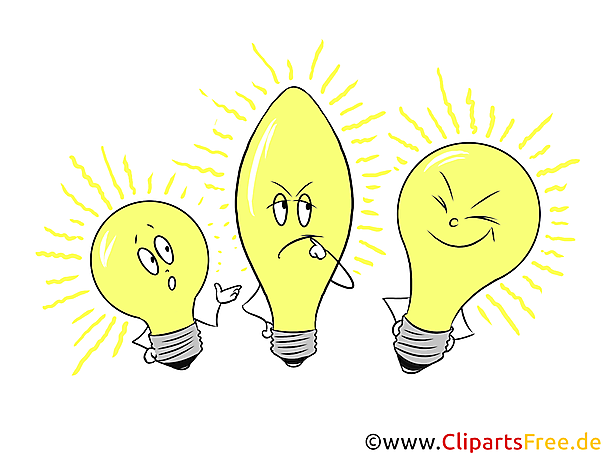 Gelbe Glühbirnen Illustration, Clipart zum Präsentieren Gelbe Glühbirnen Illustration, Clipart zum Präsentieren