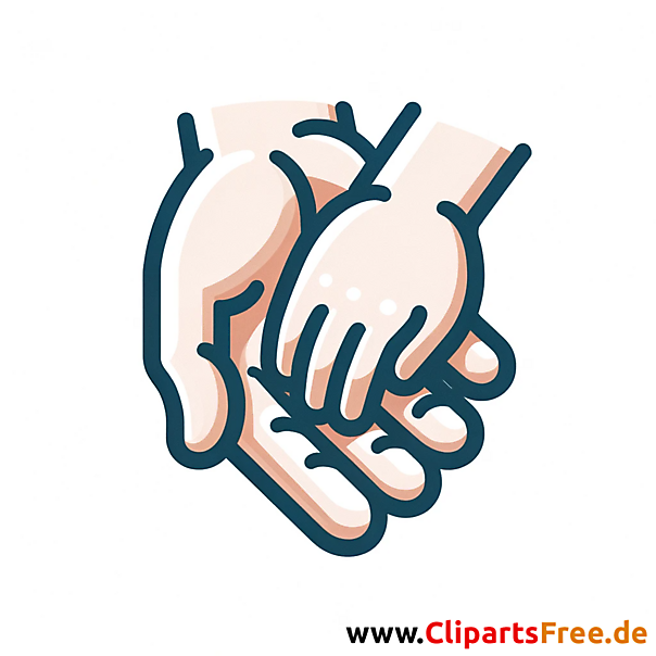 Zwei Hände, Kinderhand in der Hand eines Erwachsenen Clipart, Bild