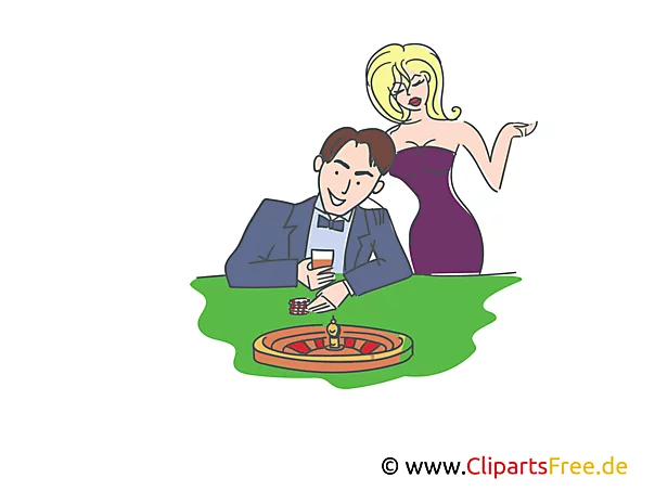 Mann und Frau beim Roulette Spiel Bild, Illustration, Clipart