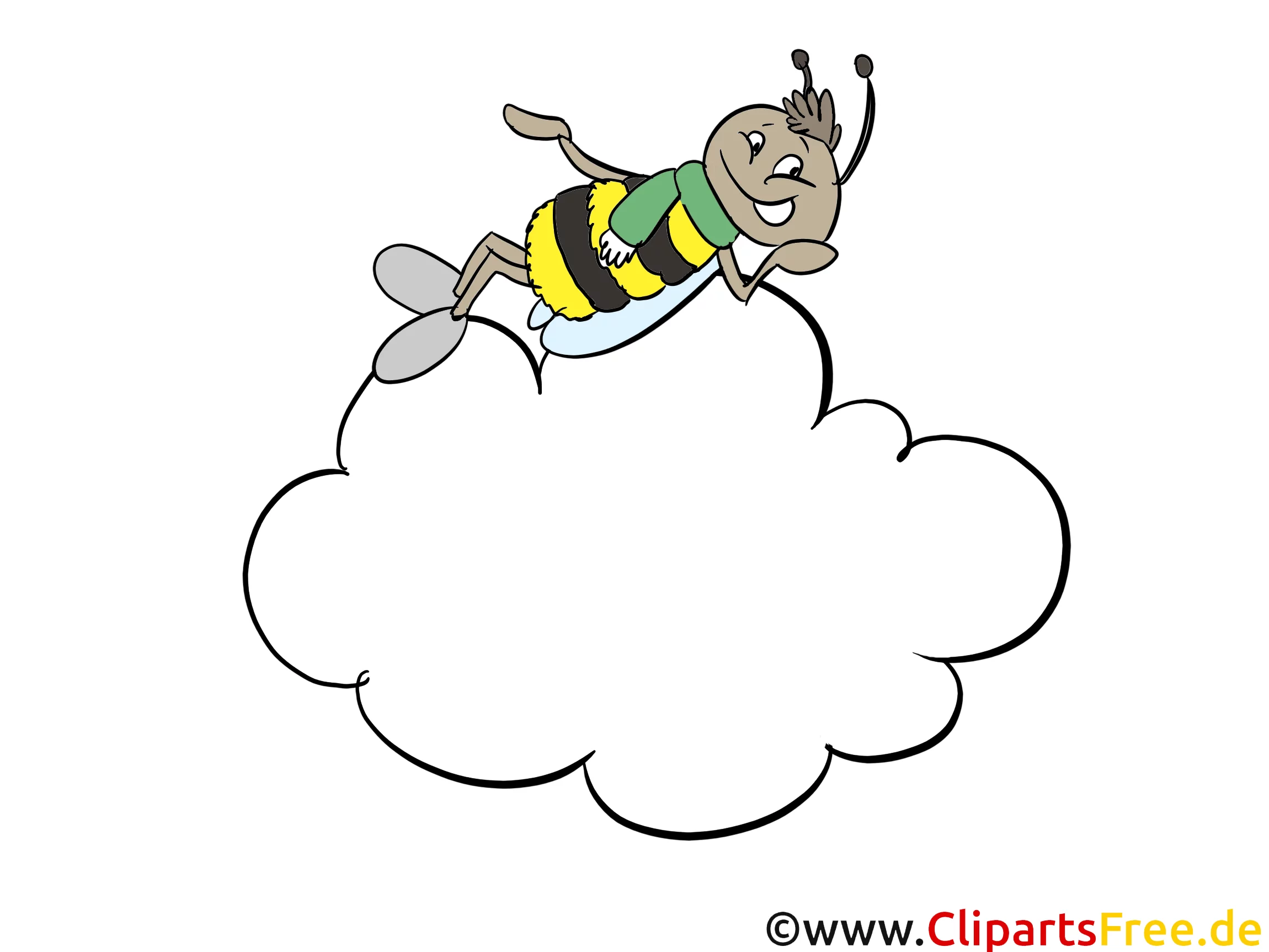 Biene auf 7 Wolke Clipart, Cartoon, Bild, Grafik