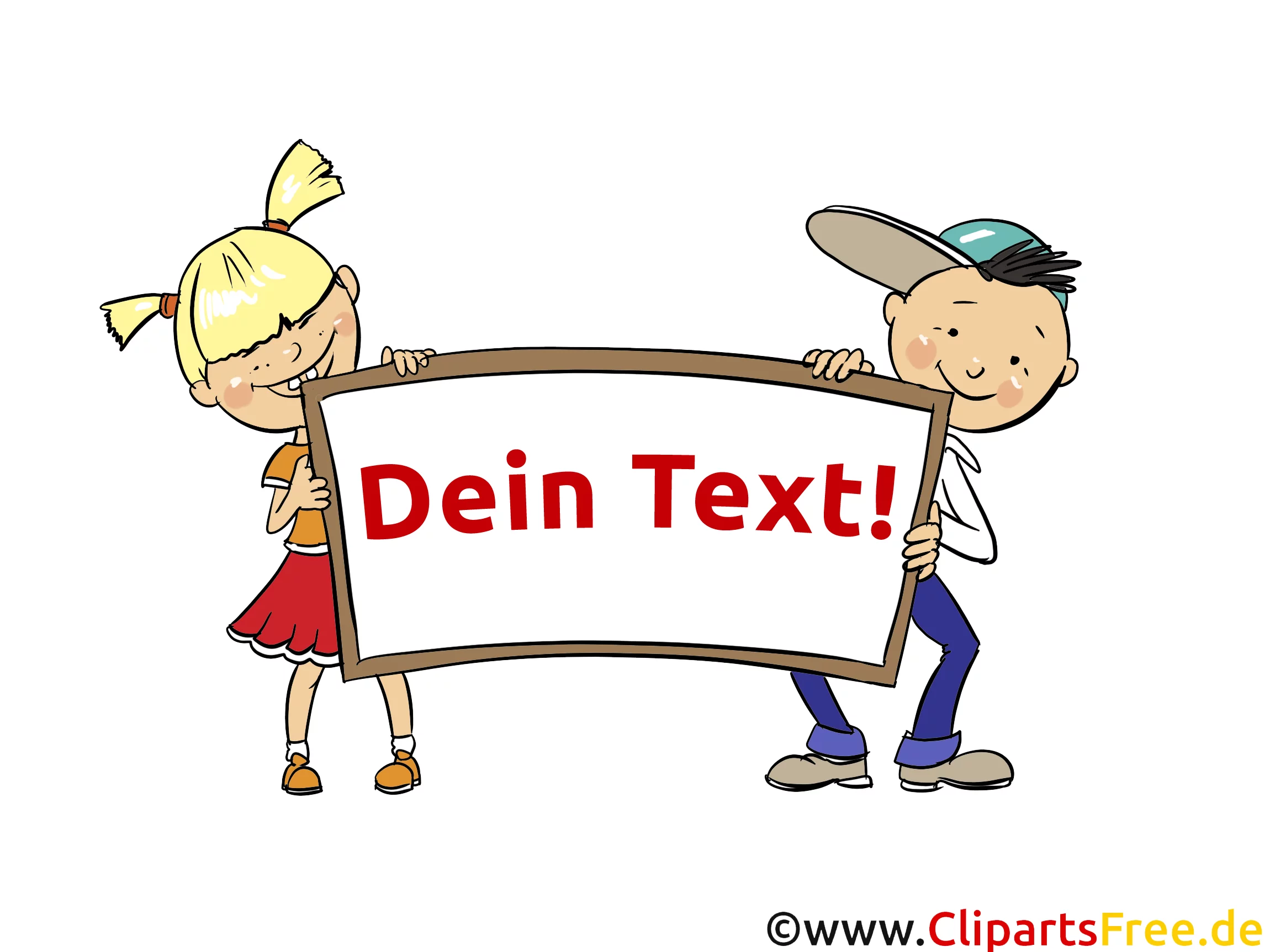 Kinder halten Plakat zum Beschriften Clipart, Bild, Illustration