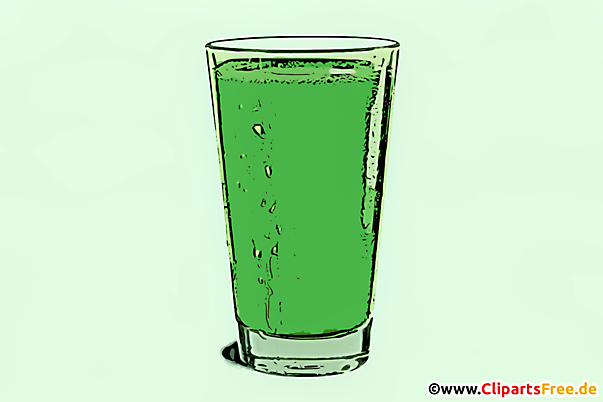Glas mit grünem Getränk Bild, Comic, Clip Art