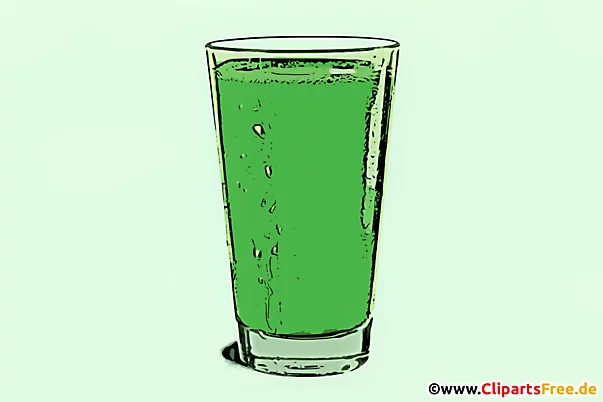 Glas mit grünem Getränk Bild, Comic, Clip Art