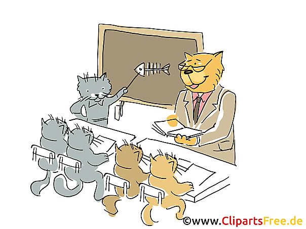 Katzen in der Schule Cartoon, Clipart, Bild, Illustration