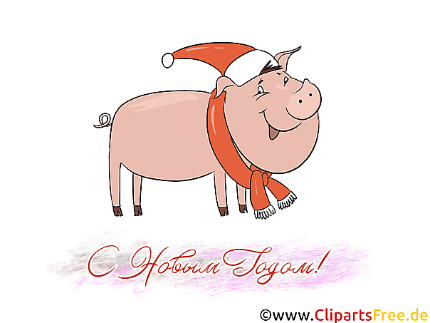 Свинья, кабан клипарт, открытка, картинка с Новым Годом