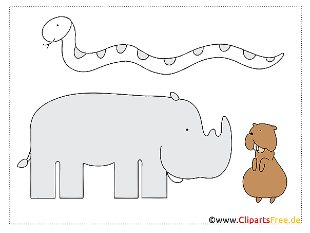 Applikationen zum Nähen Nashorn, Bieber, Tiere