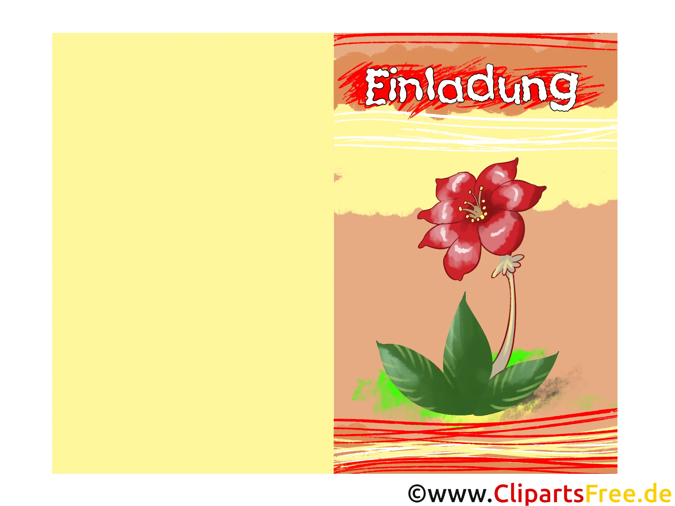 Einladung mit Blume kostenlos ausdrucken