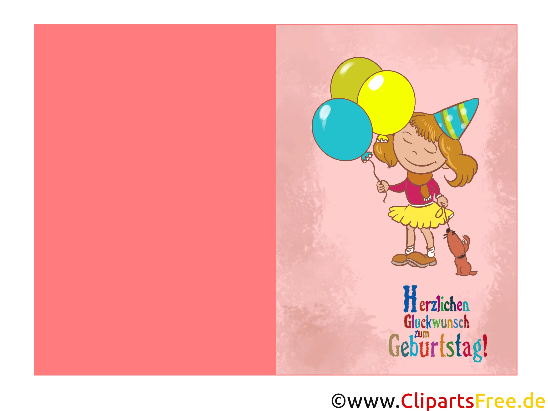 Mädchen Kindergeburtstag Glückwunschkarte kostenlos