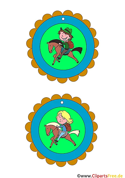 Reiten, Pony, Pferde Kindermedaillien Vorlagen
