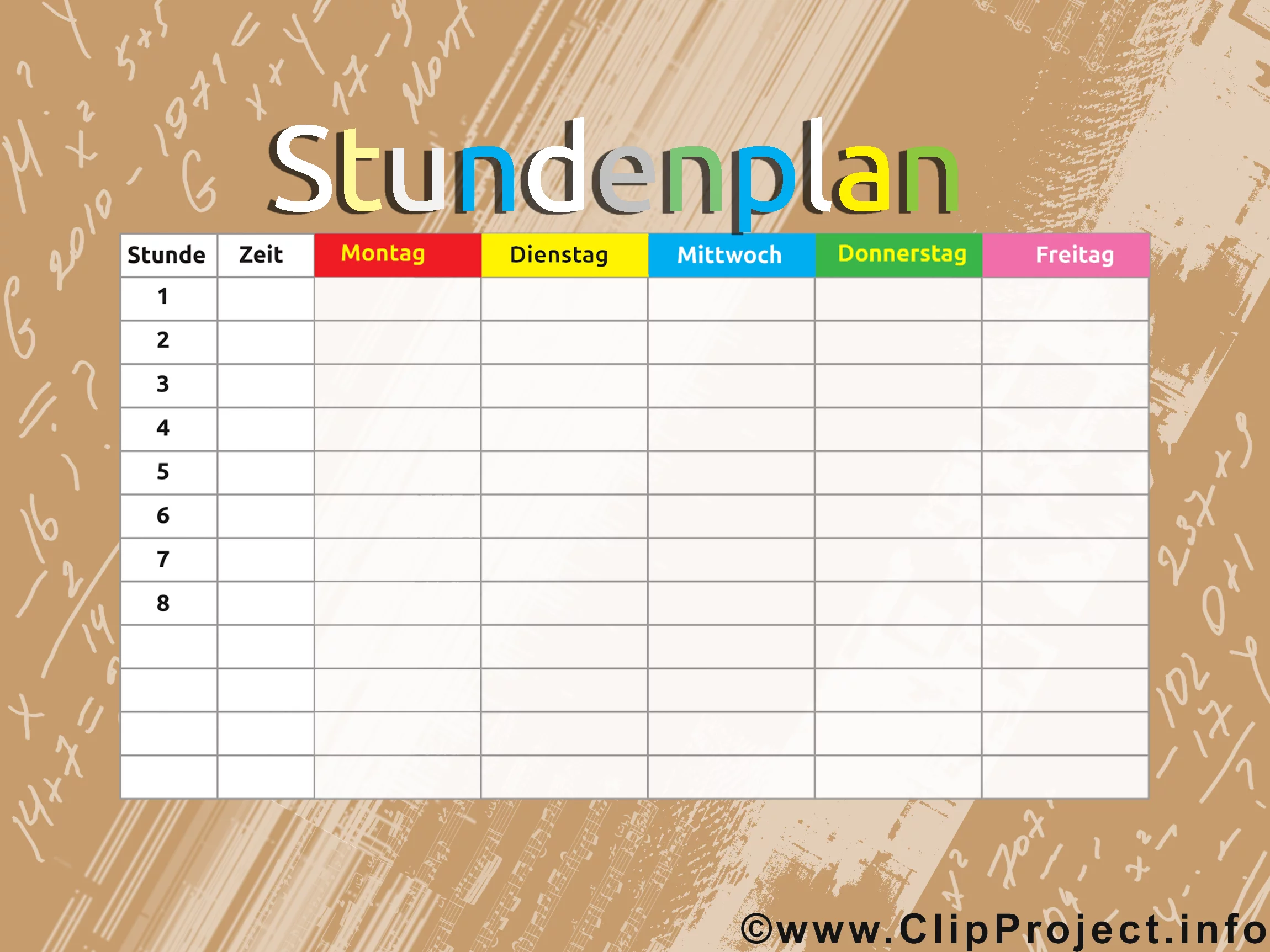 Stundenplan Vorlage kostenlos