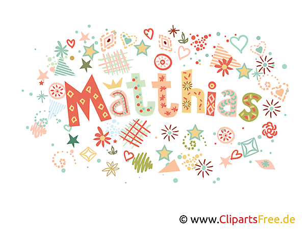 Matthias männlicher Name Bild, Illustration dekorativ, Buchstaben Clipart