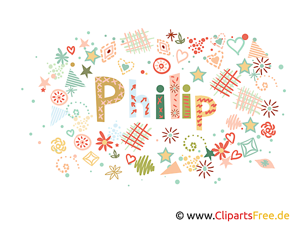 Philip mit einem P männlicher Vorname, dekorativer Schriftzug, Schriftgestaltung