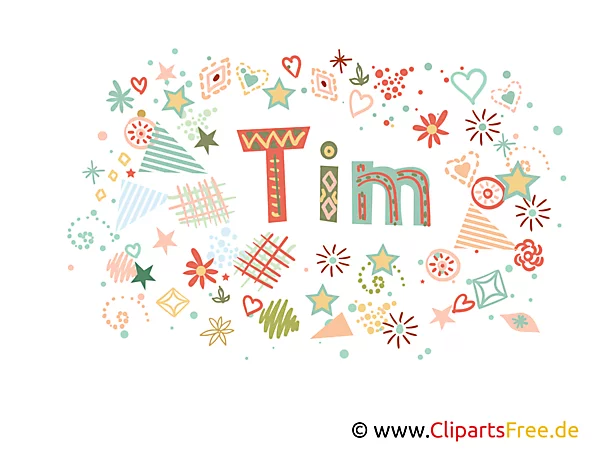 Tim männlicher Name Bild, Illustration dekorativ, Buchstaben Clipart