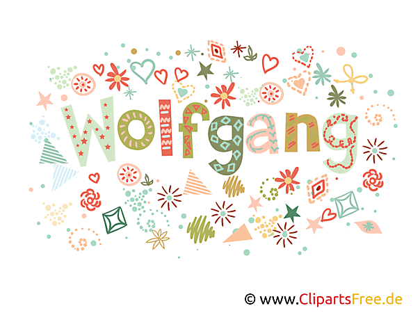 Wolfgang männlicher Vorname, dekorativer Schriftzug, Schriftgestaltung