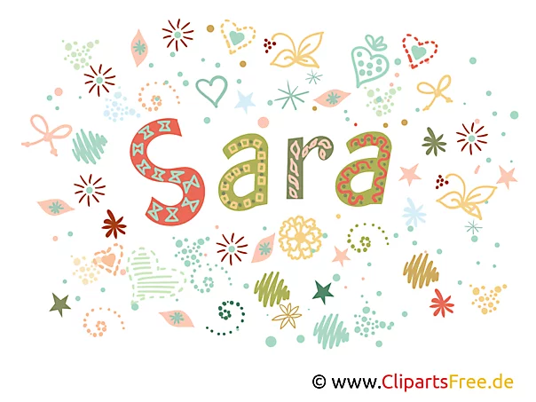 Sara ohne H Vorname, dekorativer Schriftzug, Schriftgestaltung