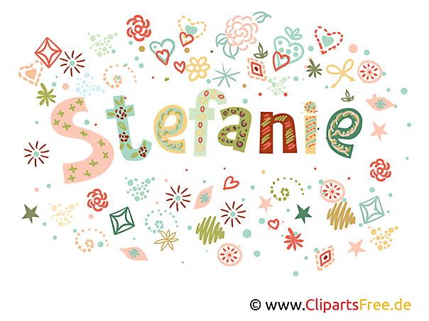 Stefanie weiblicher Vorname, dekorativer Schriftzug, Schriftgestaltung