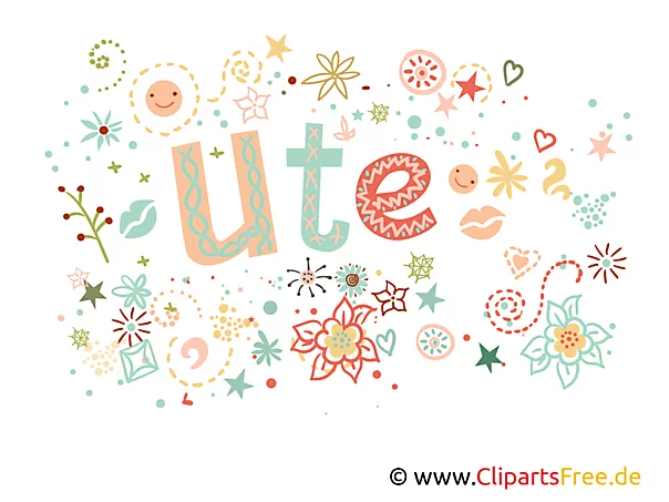 Ute weiblicher Name, dekorative Buchstaben, Art Design