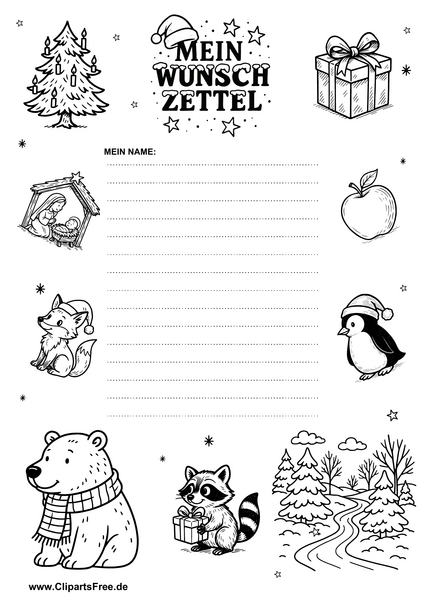 Kinder-Wunschzettel mit Linien PDF