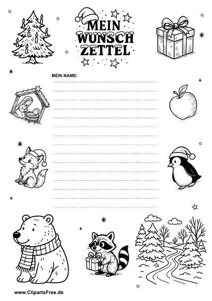Kinder-Wunschzettel mit Linien PDF
