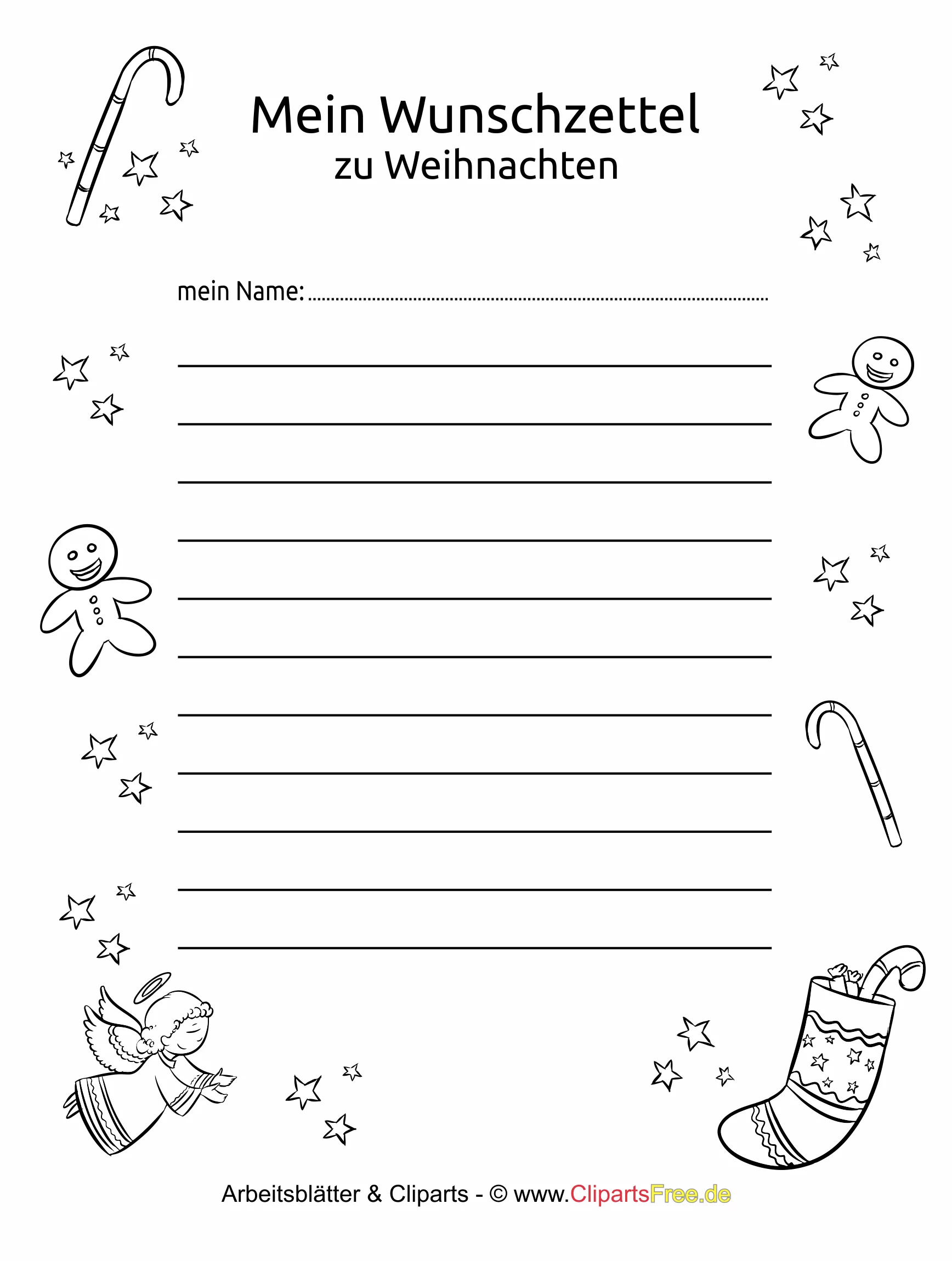 Kostenlose Vorlagen zu Weihnachten von Wunschzetteln