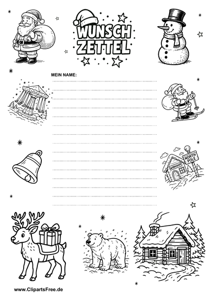 Kostenlose Wunschzettel-Vorlage