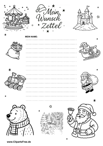 Kostenlose Wunschzettel-Vorlage mit Rahmen