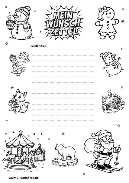 Kostenlose Wunschzettel-Vorlage zu Weihnachten