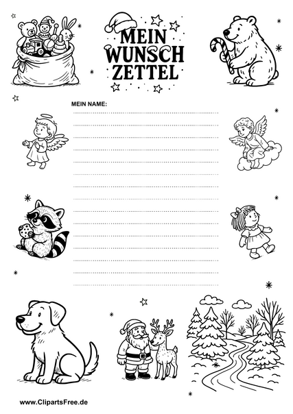 Kostenlose Wunschzettel-Vorlage zum Ausfüllen