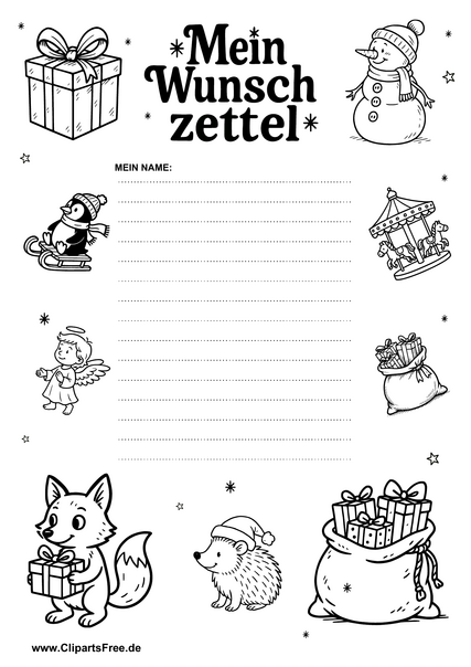 Kostenlose Wunschzettel-Vorlage zum Selbstgestalten