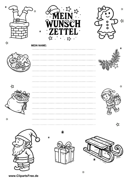 Kostenloser Wunschzettel mit Geschenkideen