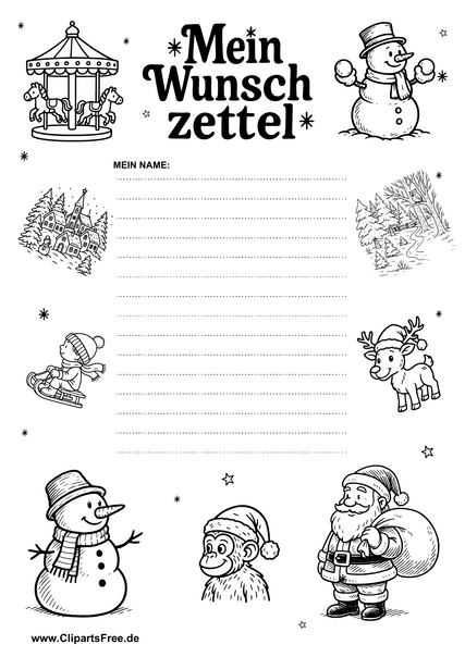 Mein Weihnachtswunsch PDF-Vorlage zum Drucken