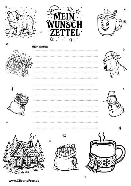 Schlichter Weihnachts-Wunschzettel PDF