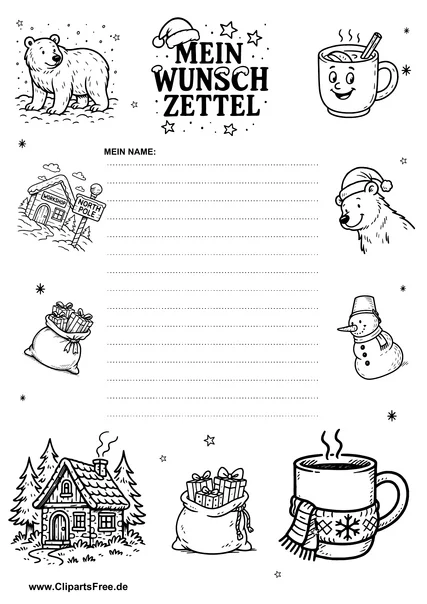 Schlichter Weihnachts-Wunschzettel PDF