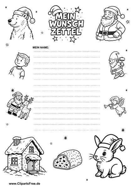 Weihnachts-Wunschliste als PDF herunterladen