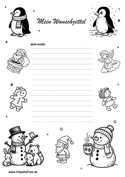 Weihnachts-Wunschliste mit Motivrahmen