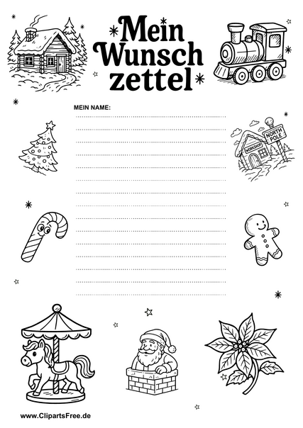 Weihnachts-Wunschzettel für Familie mit Kindern