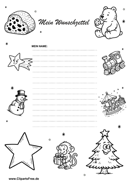 Weihnachts-Wunschzettel mit Punkten zum Drucken