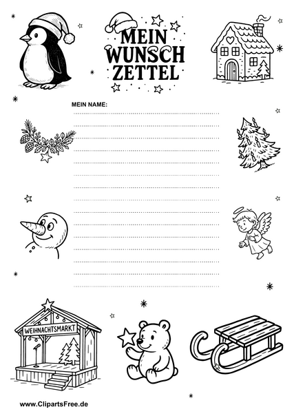 Weihnachts-Wunschzettel mit Weihnachtsbildern