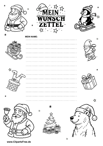 Weihnachts-Wunschzettel mit Weihnachtsmotiv