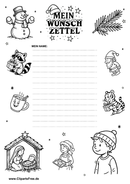 Weihnachts-Wunschzettel Vorlage