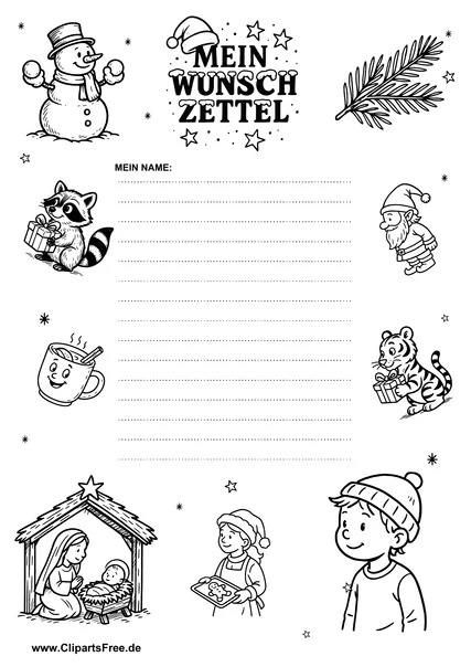 Weihnachts-Wunschzettel Vorlage