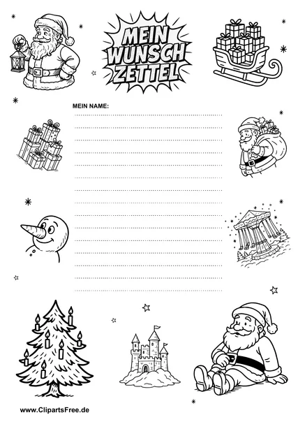 Weihnachts-Wunschzettel Vorlage für Kids