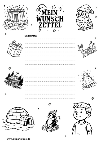 Weihnachts-Wunschzettel zum Drucken