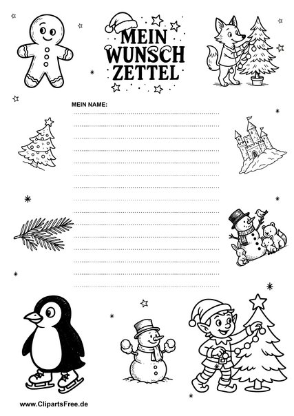 Weihnachtsbrief für Santa kostenlos drucken